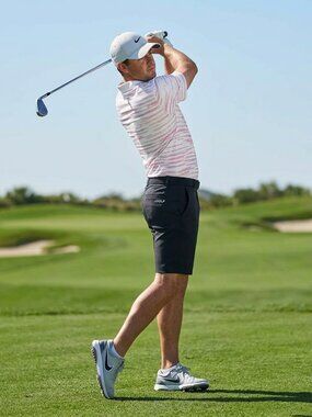 NIKE Dri Fit Mens Golf Shirt XL White/Pink/Purple Stonehedge Golf Course